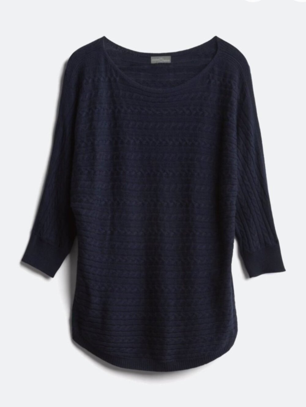 Market & Spruce | Navy Cable Knit Dolman Sweater | 1X